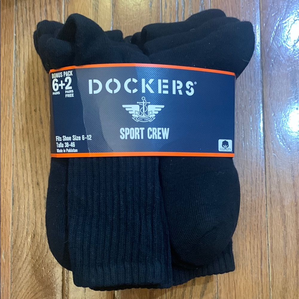 Dockers Black Athletic Crew Socks Multi-Pack